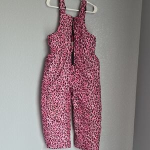 Pink Leopard Print Kids Overalls
